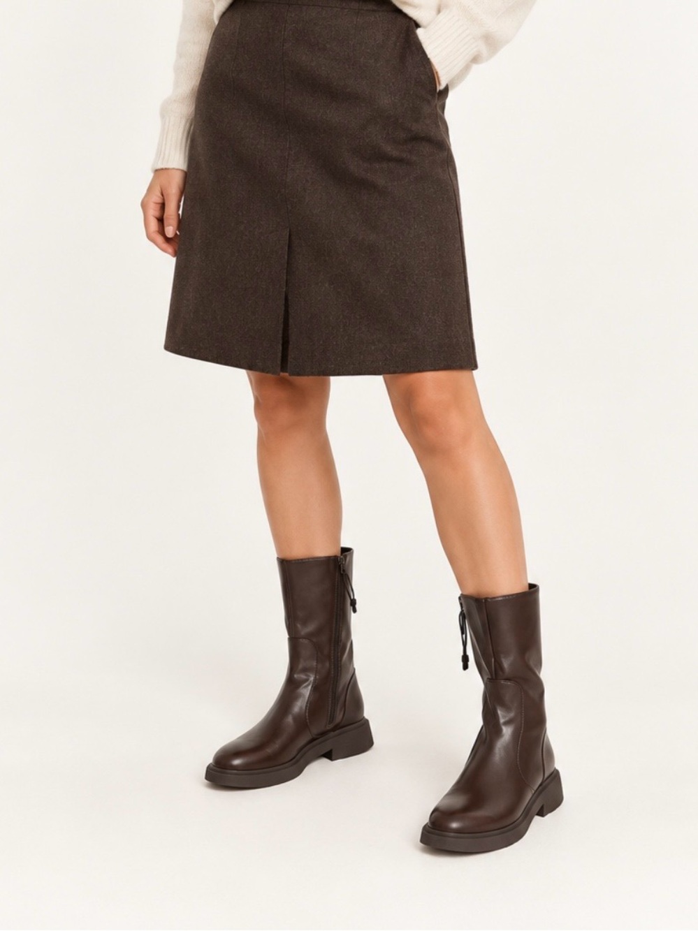 Zara Dark Brown Mid Calf Boots Side Zip NEW WITH TAGS Size 10 - 10.5